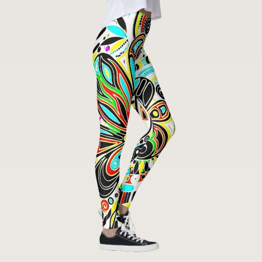 スケッチファンタジーアート – 抽象芸術花3 レギンス (右)