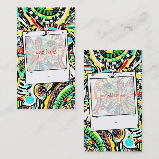 スケッチファンタジーアート – 抽象芸術花3 名刺 (正面/裏面)