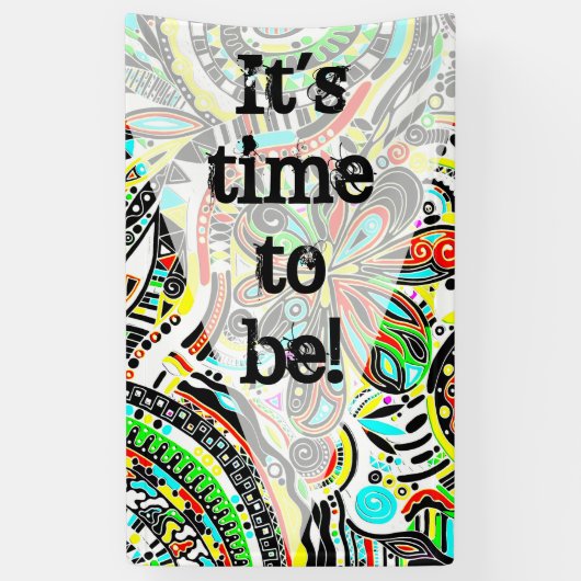 スケッチファンタジーアート – 抽象芸術花3 横断幕 (縦)