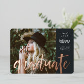 スケッチフォイルの卒業発表 |黒 箔招待状 (立ち正面)