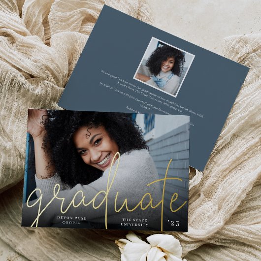 スケッチフォイルLフォト卒業のお知らせ 箔招待状