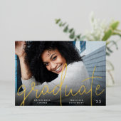 スケッチフォイルLフォト卒業のお知らせ 箔招待状 (立ち正面)