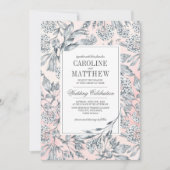 スケッチフラワーウォータカラー赤面ピンク結婚ズ 招待状 (正面)