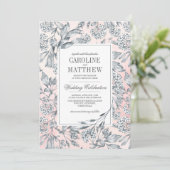 スケッチフラワーウォータカラー赤面ピンク結婚ズ 招待状 (スタンド正面)