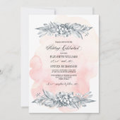 スケッチフラワーウォータカラー赤面ピンク結婚ズ 招待状 (正面)