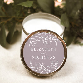 スケッチフラワーダスティパープルウェディング ラウンドシール