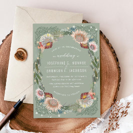 スケッチフラワーユニークセージ結婚式招待状