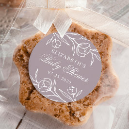 スケッチフローラほこりっぽい紫の赤ちゃんシャワー ラウンドシール