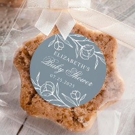 スケッチフローラほこりっぽい青い赤ちゃんシャワー ラウンドシール