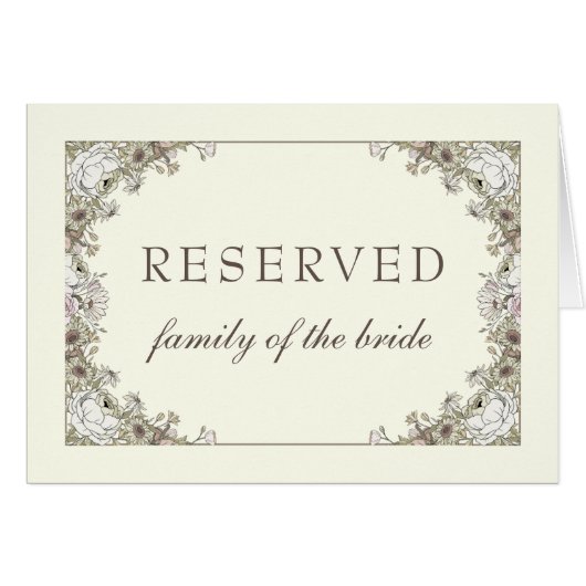 スケッチフローラアイボリーヴィンテージウェディング予約看板 (正面横)