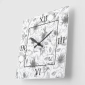 スケッチフローラアウトラインLg Roman Gray/Wht ID939 スクエア壁時計 (傾斜)