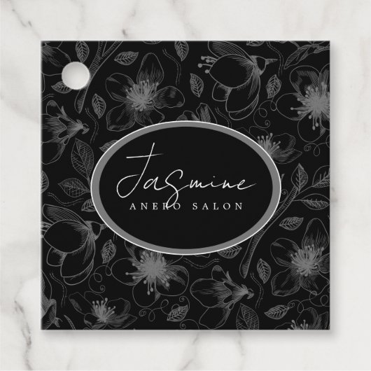 スケッチフローラアウトラインQRコードグレー/ブロックID939 フェイバータグ (正面)