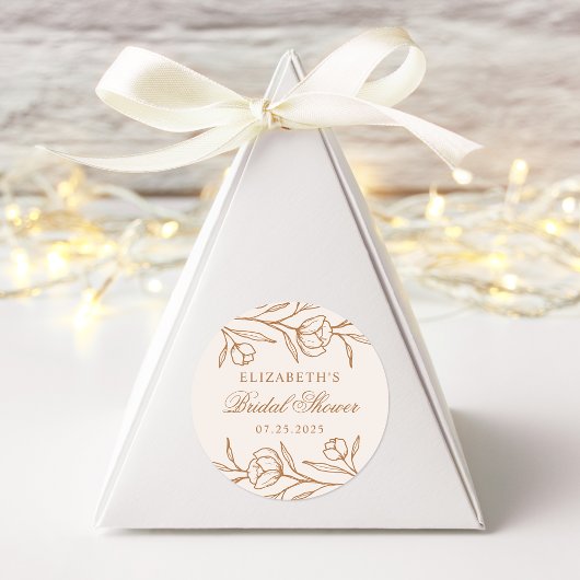 スケッチフローラアーモンドと銅ブライダルシャワー ラウンドシール