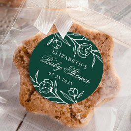 スケッチフローラグリーンベビーシャワー ラウンドシール