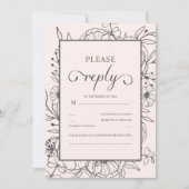 スケッチフローラシックなピンクウェディングRSVP (正面)