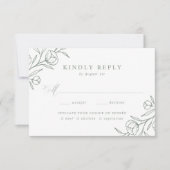 スケッチフローラセージ緑の食事の結婚選択 出欠カード (正面)