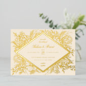 スケッチフローラダイヤモンドロマンティックガーデンシャンパン 箔招待状 (立ち正面)