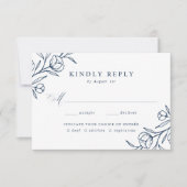 スケッチフローラネイビー食事結婚の選択 出欠カード (正面)