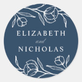 スケッチフローラネイビ結婚ーズ ラウンドシール (正面)