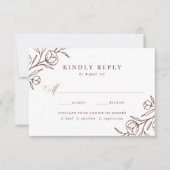 スケッチフローラブラウンミール結婚の選択 出欠カード (正面)