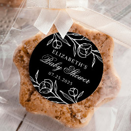 スケッチフローラ白黒ベビーシャワー ラウンドシール