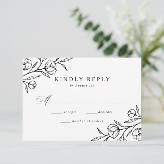 スケッチフローラ白黒結婚の 出欠カード (スタンド正面)