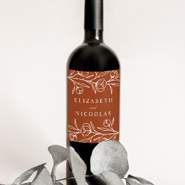 スケッチフローラ結婚テラコッタ ワインラベル