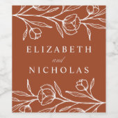 スケッチフローラ結婚テラコッタ ワインラベル (シングルラベル)