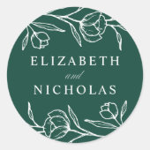 スケッチフローラ結婚緑 ラウンドシール (正面)