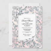 スケッチフローラ赤面ピンクブライダルシャワー 招待状 (正面)