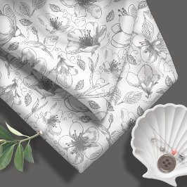 スケッチフローラ輪郭パターングレーID939 ファブリック