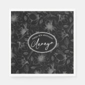 スケッチフローラ輪郭パターン灰色/バルクID939 スタンダードランチョンナプキン (正面)