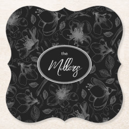 スケッチフローラ輪郭パターン灰色/バルクID939 ペーパーコースター