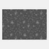 スケッチフローラ輪郭パターン灰色/白/Bk ID939 ラッピングペーパーシート (正面)