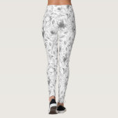 スケッチフローラ輪郭パターン灰色/白ID939 レギンス (裏面)