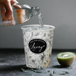 スケッチフローラ輪郭パターン灰色/白ID939 紙コップ