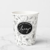 スケッチフローラ輪郭パターン灰色/白ID939 紙コップ (裏面)