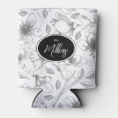 スケッチフローラ輪郭パターン灰色/白ID939 缶クーラー (正面)