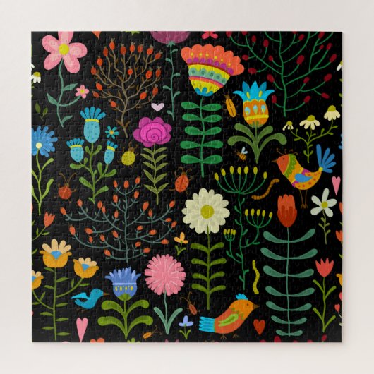 スケッチフローラ、シームレ芸術的スパターン。 ジグソーパズル (縦)