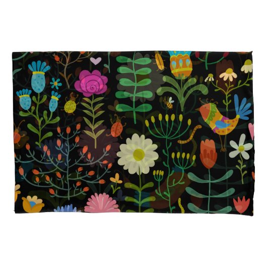 スケッチフローラ、シームレ芸術的スパターン。 枕カバー (正面)