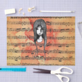 スケッチブックのスケッチのグランジな女の子 薄葉紙 (クラフト)