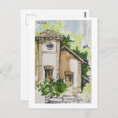 スケッチブックのページ。マラガ。マーカ ポストカード (正面/裏面)