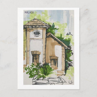スケッチブックのページ。マラガ。マーカ ポストカード