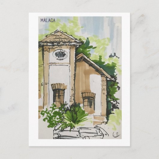 スケッチブックのページ。マラガ。マーカ ポストカード (正面)
