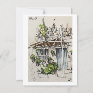 スケッチブックのページ。マラガ。マーカ ポストカード