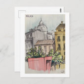 スケッチブックのページ。マラガ。マーカ ポストカード (正面/裏面)