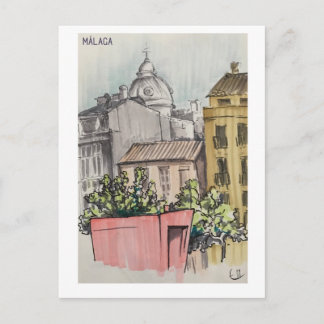 スケッチブックのページ。マラガ。マーカ ポストカード