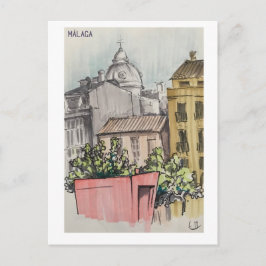 スケッチブックのページ。マラガ。マーカ ポストカード