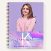 スケッチブックカスタムフォトホログラフィックモノグラム ノートブック (正面)