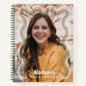 スケッチブックカスタムフォトレトロウェーブレインボー縁ど ノートブック (正面)